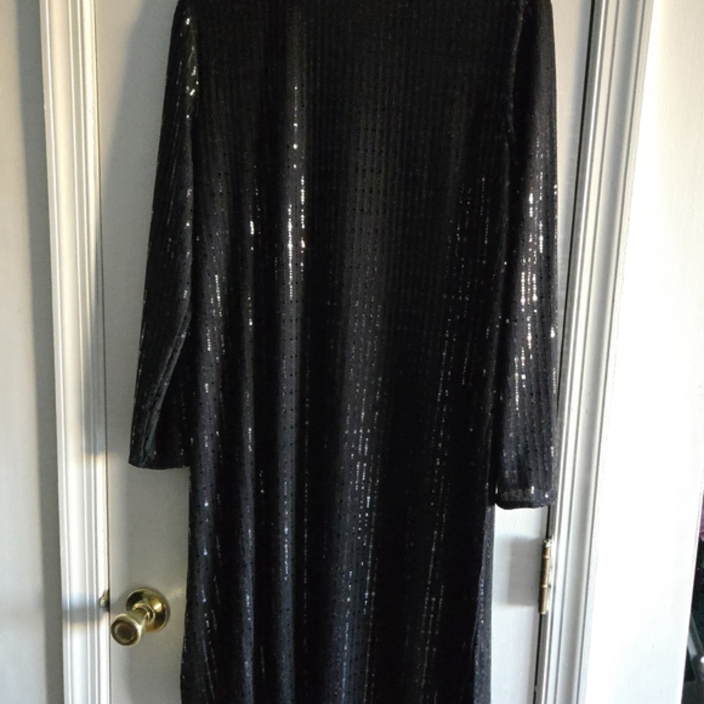 NWT Elegant Black Sequin Long Cardigan - Picture 3 of 11